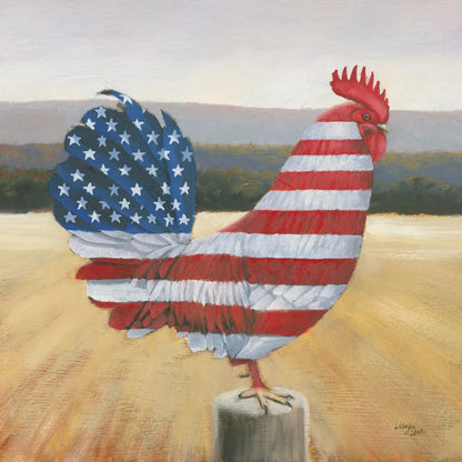 American Rooster by Wellington Studio. SKU 83837a. Archival Giclee Fine art print for wall decor.