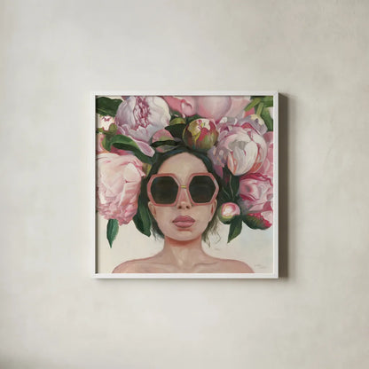 Beautiful Bouquet Sq by Wellington Studio. Shown in a crisp white glass frame for a clean and minimalist style. Available as an archival giclee rolled canvas, fine art paper, or poster print. SKU 99864a.