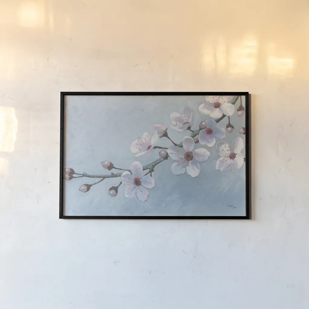 Branch of Blossoms by Wellington Studio. shown as a paper print in a black flame. Available as a archival giclee rolled canvas, fine art paper, or poster print. SKU 89387i.