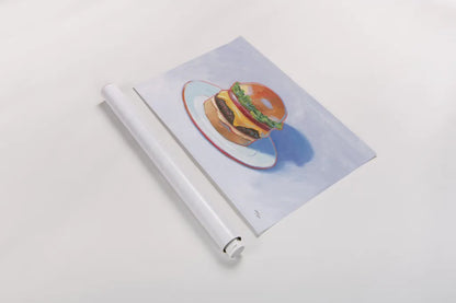 Burger by Wellington Studio. shown as a rolled paper print. Available as archival giclee rolled canvas, fine art paper, or poster print. SKU 90651i.