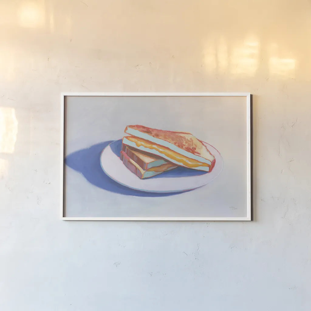 Cheesy by Wellington Studio. shown as a paper print in a white frame. Available as a archival giclee rolled canvas, fine art paper, or poster print. SKU 90168i.