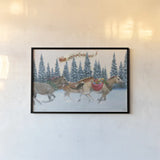 Christmas Mission by Wellington Studio. shown as a paper print in a black flame. Available as a archival giclee rolled canvas, fine art paper, or poster print. SKU 100667i.