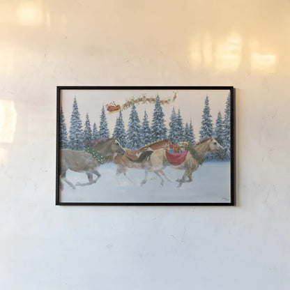 Christmas Mission by Wellington Studio. shown as a paper print in a black flame. Available as a archival giclee rolled canvas, fine art paper, or poster print. SKU 100667i.