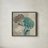Chrysanthemums II by Wellington Studio. Shown in a sleek black glass frame for a contemporary gallery look. Available as an archival giclee rolled canvas, fine art paper, or poster print. SKU 15964a.