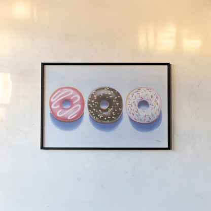 Doughnuts by Wellington Studio. shown as a paper print in a black flame. Available as a archival giclee rolled canvas, fine art paper, or poster print. SKU 90650i.