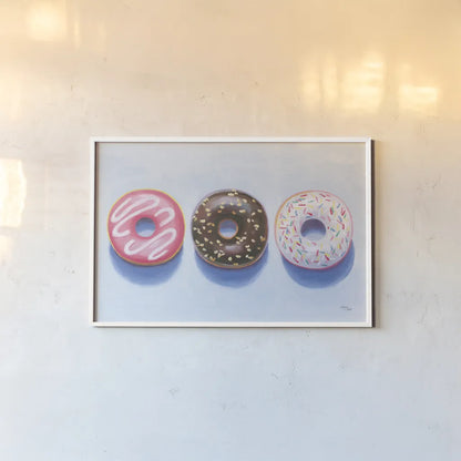 Doughnuts by Wellington Studio. shown as a paper print in a white frame. Available as a archival giclee rolled canvas, fine art paper, or poster print. SKU 90650i.