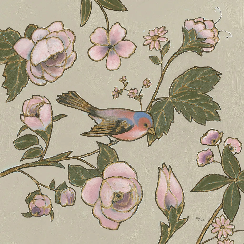 Golden Aviary II by Wellington Studio. SKU 91264a. Archival Giclee Fine art print for wall decor.