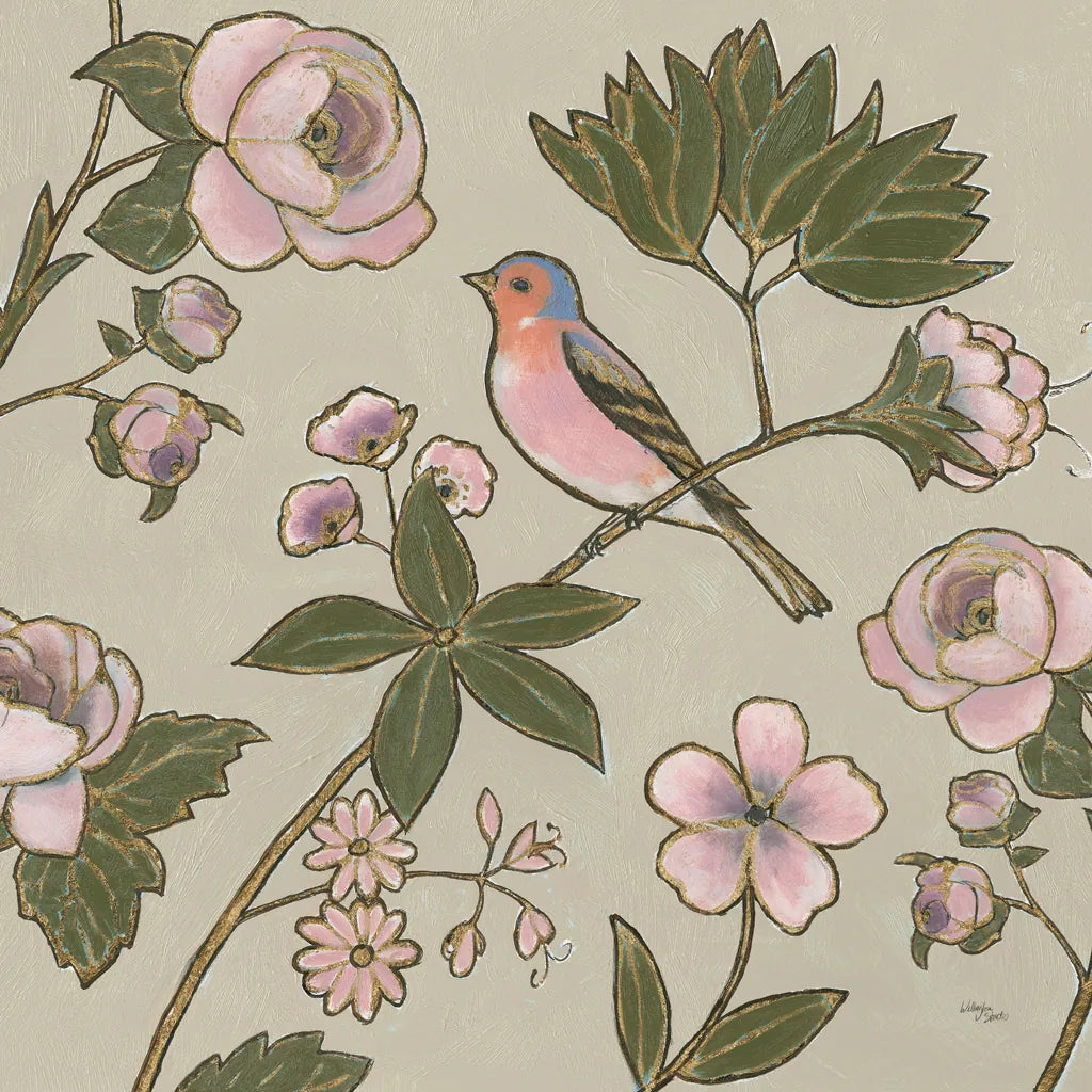 Golden Aviary III by Wellington Studio. SKU 91265a. Archival Giclee Fine art print for wall decor.