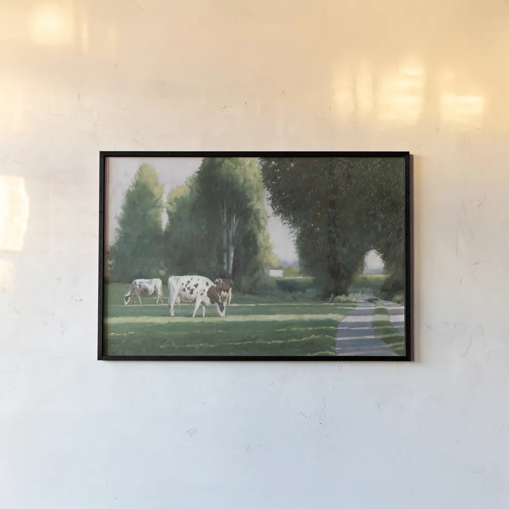 Grazing by Wellington Studio. shown as a paper print in a black flame. Available as a archival giclee rolled canvas, fine art paper, or poster print. SKU 86908i.