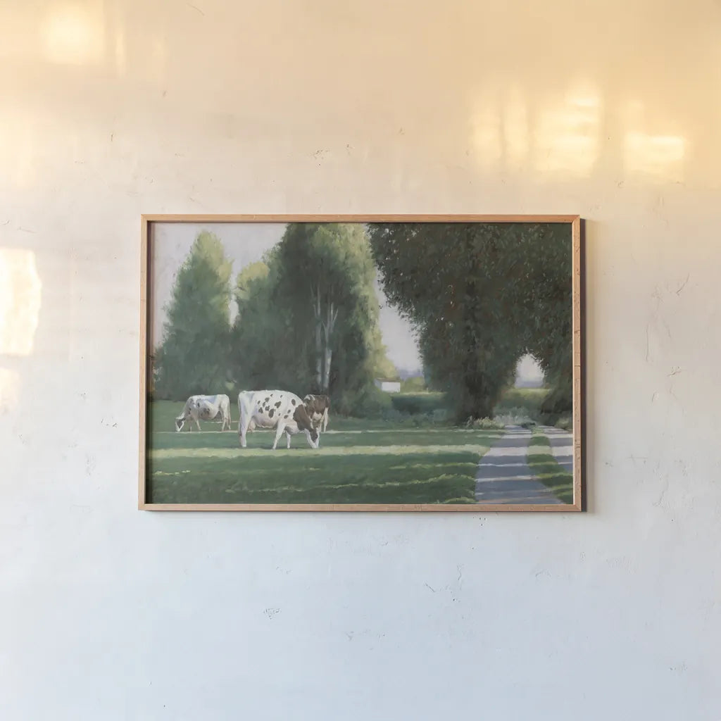 Grazing by Wellington Studio. shown as a paper print in a natural frame. Available as a archival giclee rolled canvas, fine art paper, or poster print. SKU 86908i.
