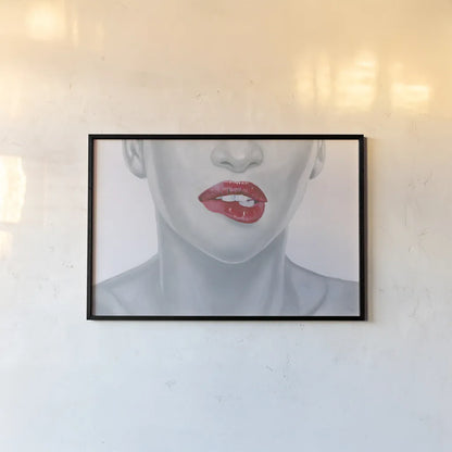 Hot Lips by Wellington Studio. shown as a paper print in a black flame. Available as a archival giclee rolled canvas, fine art paper, or poster print. SKU 97241i.