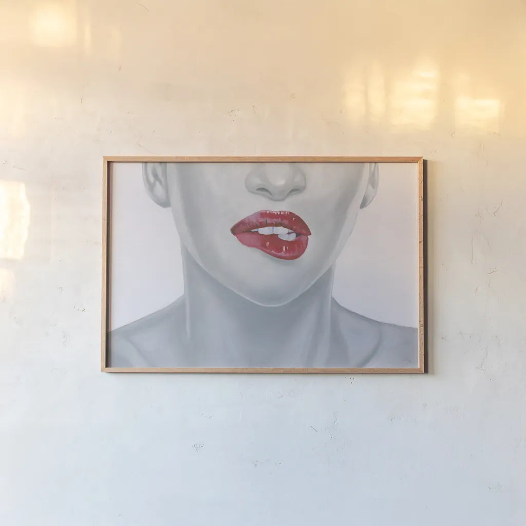 Hot Lips by Wellington Studio. shown as a paper print in a natural frame. Available as a archival giclee rolled canvas, fine art paper, or poster print. SKU 97241i.