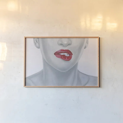 Hot Lips by Wellington Studio. shown as a paper print in a natural frame. Available as a archival giclee rolled canvas, fine art paper, or poster print. SKU 97241i.