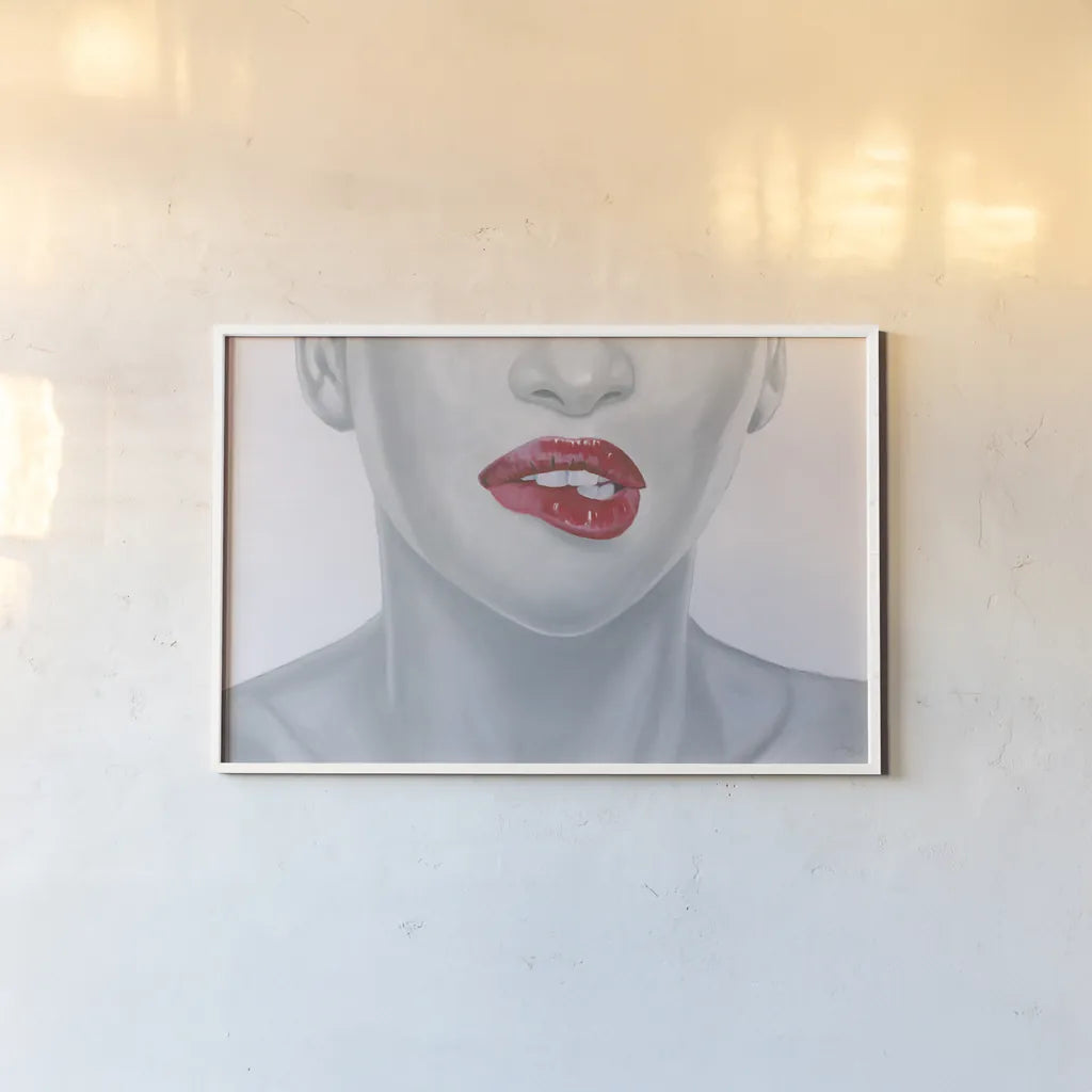 Hot Lips by Wellington Studio. shown as a paper print in a white frame. Available as a archival giclee rolled canvas, fine art paper, or poster print. SKU 97241i.
