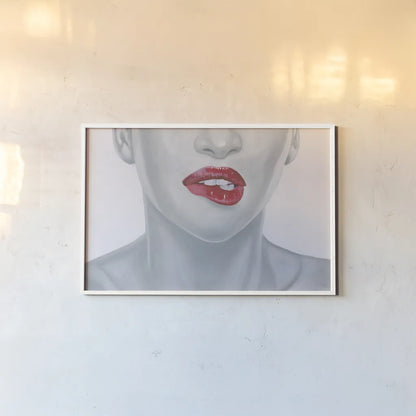Hot Lips by Wellington Studio. shown as a paper print in a white frame. Available as a archival giclee rolled canvas, fine art paper, or poster print. SKU 97241i.