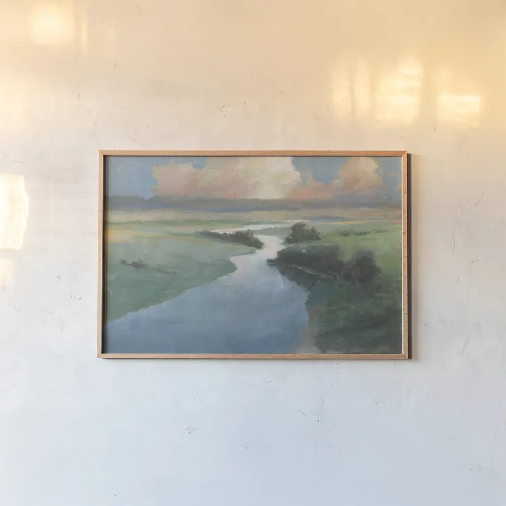 January Landscape by Wellington Studio. shown as a paper print in a natural frame. Available as a archival giclee rolled canvas, fine art paper, or poster print. SKU 89908i.