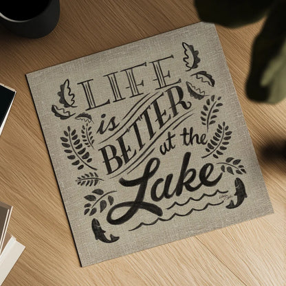 Lake Life I by Wellington Studio. Shown as a detailed flat fine art print, highlighting archival giclee quality. Available as an archival giclee rolled canvas, fine art paper, or poster print. SKU 17290a.
