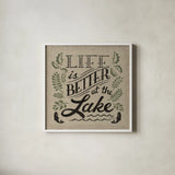 Lake Life I Color by Wellington Studio. Shown in a crisp white glass frame for a clean and minimalist style. Available as an archival giclee rolled canvas, fine art paper, or poster print. SKU 49972a.