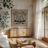 Lake Life II Color by Wellington Studio. Shown in a natural wood frame in a cozy modern living room. Available as an archival giclee rolled canvas, fine art paper, or poster print. SKU 49973a.
