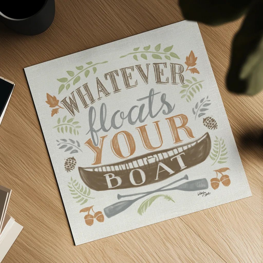 Lake Life II Green by Wellington Studio. Shown as a detailed flat fine art print, highlighting archival giclee quality. Available as an archival giclee rolled canvas, fine art paper, or poster print. SKU 76132a.