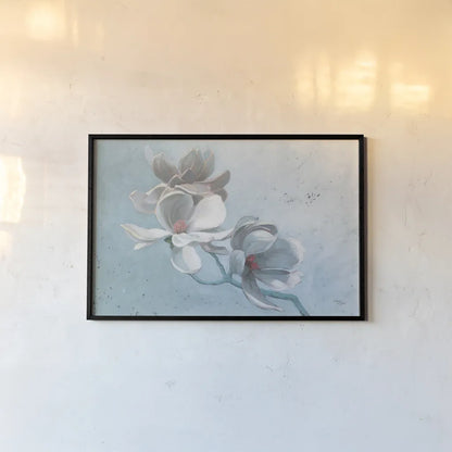 Magnolia Branch by Wellington Studio. shown as a paper print in a black flame. Available as a archival giclee rolled canvas, fine art paper, or poster print. SKU 89443i.