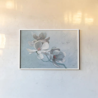 Magnolia Branch by Wellington Studio. shown as a paper print in a white frame. Available as a archival giclee rolled canvas, fine art paper, or poster print. SKU 89443i.