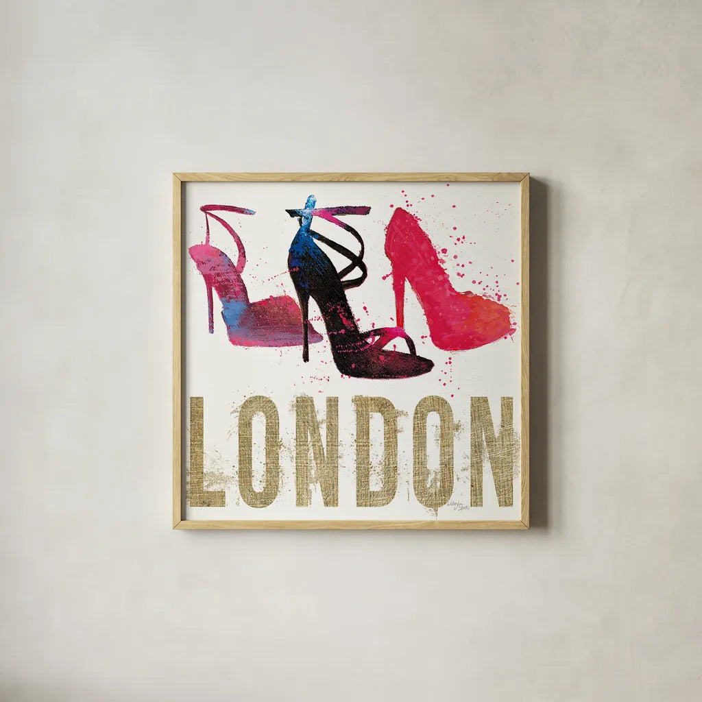 Moda Splash I Light by Wellington Studio. Shown in a natural wood glass frame for a timeless modern aesthetic. Available as an archival giclee rolled canvas, fine art paper, or poster print. SKU 17012a.