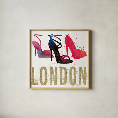 Moda Splash I Light by Wellington Studio. Shown in a natural wood glass frame for a timeless modern aesthetic. Available as an archival giclee rolled canvas, fine art paper, or poster print. SKU 17012a.