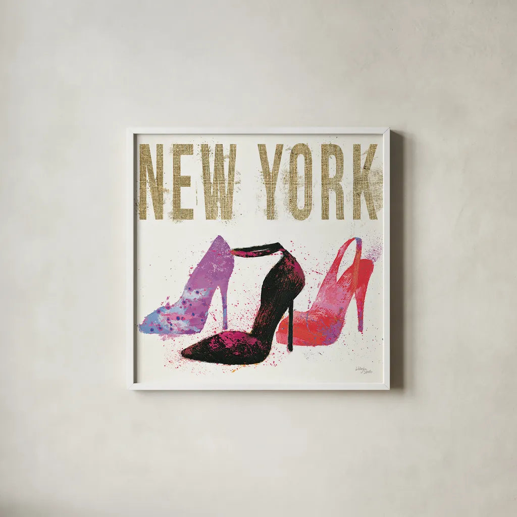 Moda Splash II Light by Wellington Studio. Shown in a crisp white glass frame for a clean and minimalist style. Available as an archival giclee rolled canvas, fine art paper, or poster print. SKU 17013a.