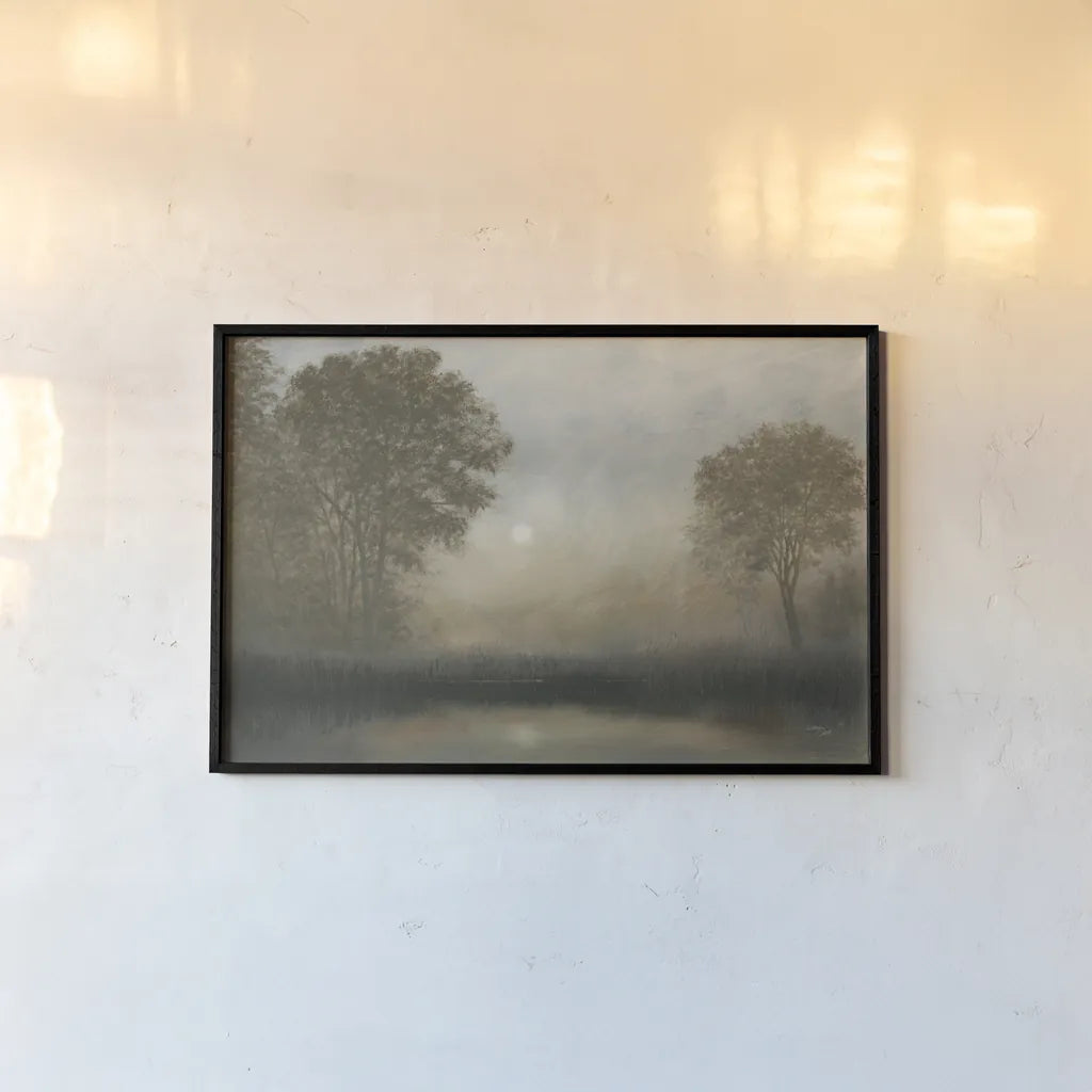 Moon at Dusk by Wellington Studio. shown as a paper print in a black flame. Available as a archival giclee rolled canvas, fine art paper, or poster print. SKU 89444i.