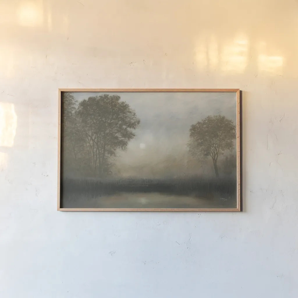 Moon at Dusk by Wellington Studio. shown as a paper print in a natural frame. Available as a archival giclee rolled canvas, fine art paper, or poster print. SKU 89444i.