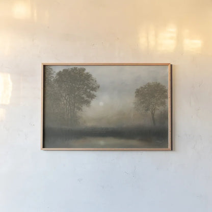 Moon at Dusk by Wellington Studio. shown as a paper print in a natural frame. Available as a archival giclee rolled canvas, fine art paper, or poster print. SKU 89444i.