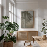 Moon at Dusk Diptych I by Wellington Studio. shown as a print in a natural wood frame in a dining room. Available as a archival giclee rolled canvas, fine art paper, or poster print. SKU 102119h.