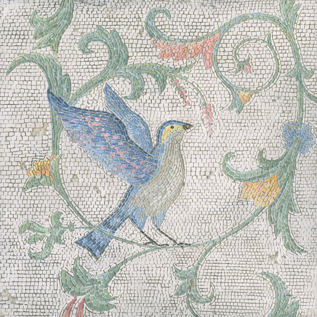 Mosaic Birds I by Wellington Studio. SKU 90246a. Archival Giclee Fine art print for wall decor.