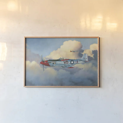 Mustang by Wellington Studio. shown as a paper print in a natural frame. Available as a archival giclee rolled canvas, fine art paper, or poster print. SKU 100516i.
