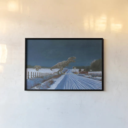 Somewhere Near Drumheller by Wellington Studio. shown as a paper print in a black flame. Available as a archival giclee rolled canvas, fine art paper, or poster print. SKU 101188i.