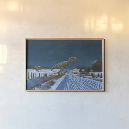 Somewhere Near Drumheller by Wellington Studio. shown as a paper print in a natural frame. Available as a archival giclee rolled canvas, fine art paper, or poster print. SKU 101188i.