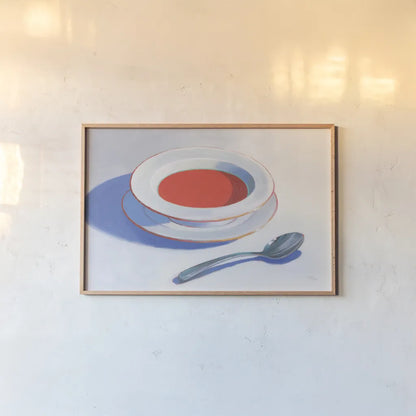 Soup du Jour by Wellington Studio. shown as a paper print in a natural frame. Available as a archival giclee rolled canvas, fine art paper, or poster print. SKU 90167i.