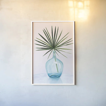 Statement Palms I by Wellington Studio. shown as a paper print in a white frame. Available as a archival giclee rolled canvas, fine art paper, or poster print. SKU 33610h.