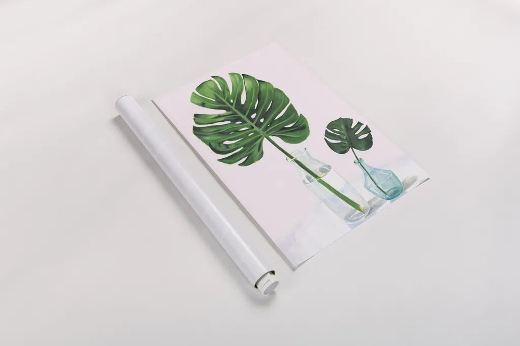 Statement Palms II by Wellington Studio. shown as a rolled paper print. Available as archival giclee rolled canvas, fine art paper, or poster print. SKU 33611h.
