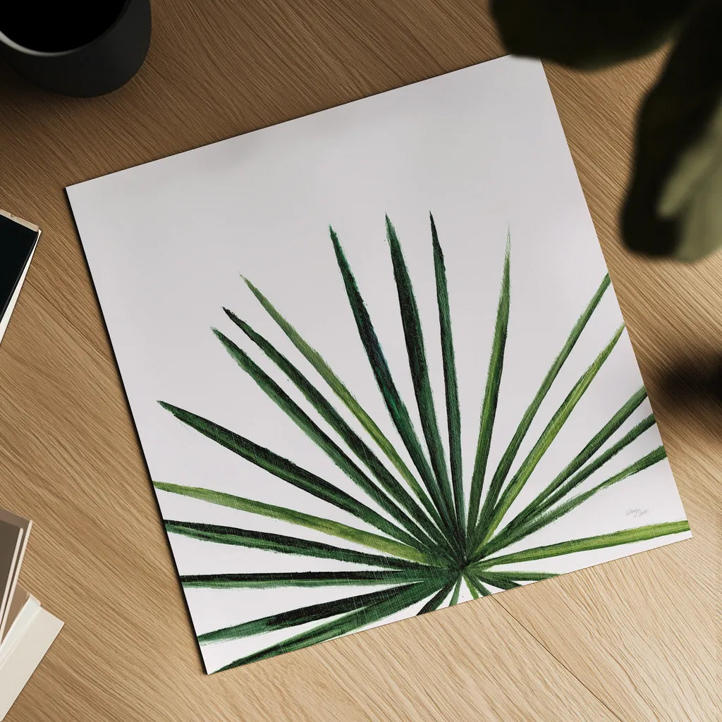 Statement Palms III by Wellington Studio. Shown as a detailed flat fine art print, highlighting archival giclee quality. Available as an archival giclee rolled canvas, fine art paper, or poster print. SKU 33612a.