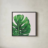 Statement Palms IV by Wellington Studio. Shown in a sleek black glass frame for a contemporary gallery look. Available as an archival giclee rolled canvas, fine art paper, or poster print. SKU 33613a.