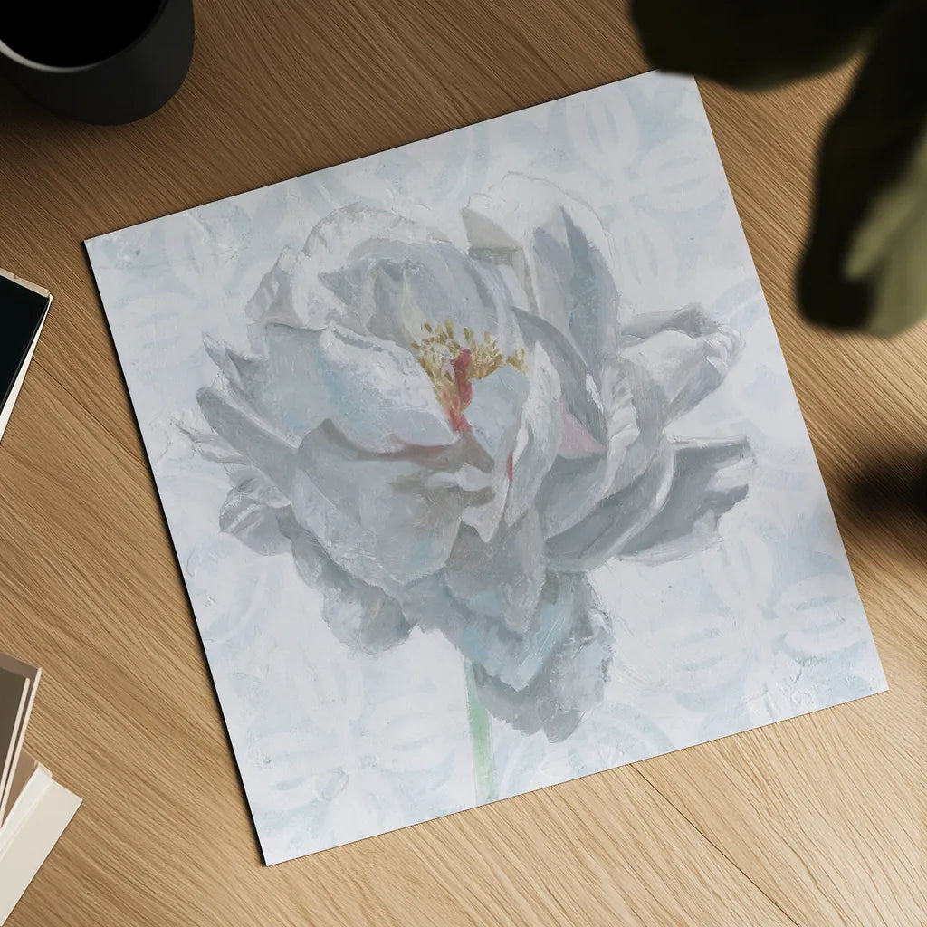 Sublime Peony I by Wellington Studio. Shown as a detailed flat fine art print, highlighting archival giclee quality. Available as an archival giclee rolled canvas, fine art paper, or poster print. SKU 88746a.