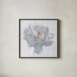 Sublime Peony I by Wellington Studio. Shown in a sleek black glass frame for a contemporary gallery look. Available as an archival giclee rolled canvas, fine art paper, or poster print. SKU 88746a.