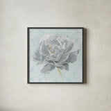 Sublime Peony II by Wellington Studio. Shown in a sleek black glass frame for a contemporary gallery look. Available as an archival giclee rolled canvas, fine art paper, or poster print. SKU 88747a.