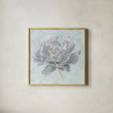 Sublime Peony II by Wellington Studio. Shown in a natural wood glass frame for a timeless modern aesthetic. Available as an archival giclee rolled canvas, fine art paper, or poster print. SKU 88747a.