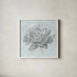 Sublime Peony II by Wellington Studio. Shown in a crisp white glass frame for a clean and minimalist style. Available as an archival giclee rolled canvas, fine art paper, or poster print. SKU 88747a.