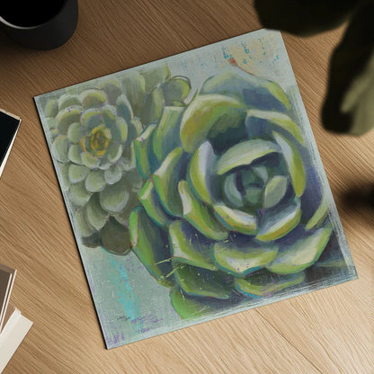 Succulents II by Wellington Studio. Shown as a detailed flat fine art print, highlighting archival giclee quality. Available as an archival giclee rolled canvas, fine art paper, or poster print. SKU 22672a.