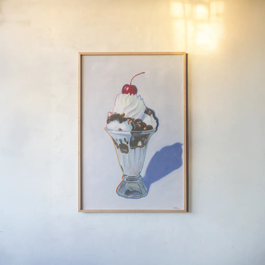 Sundae by Wellington Studio. shown as a paper print in a natural frame. Available as a archival giclee rolled canvas, fine art paper, or poster print. SKU 90652h.