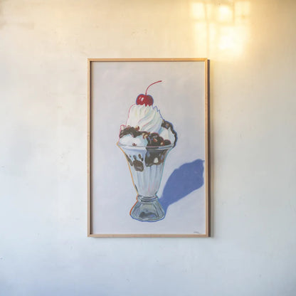 Sundae by Wellington Studio. shown as a paper print in a natural frame. Available as a archival giclee rolled canvas, fine art paper, or poster print. SKU 90652h.